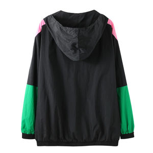 Veste coupe-vent noire à demi-zip, grande taille, imperméable, en microfleece léger, à capuche, style streetwear d'hiver, imprimée - Product Image 2