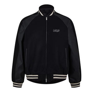 Veste de baseball en cuir PU personnalisée avec logo, style streetwear, pour hommes, service OEM, fermeture éclair, spandex pour l'hiver - Product Image 1