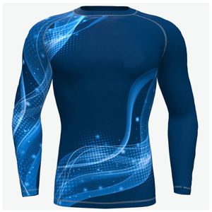 Haut de compression asymétrique à manches longues pour hommes, séchage rapide, imprimé par sublimation, motif, vente en gros - Product Image 1