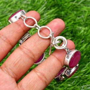 <b>Ruby</b> Sapphire <b>Bracelet</b> 925 Sterling Silver Handmade Multi Gemstone Jewelry Oval Faceted <b>Bracelet</b> for Women - Product Image 2