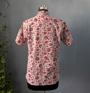 เสื้อเชิ้ตแขนสั้นลายดอกไม้ผ้าฝ้ายสำหรับผู้ชาย ปกคอปกเสื้อแบบพับได้ ระบายอากาศได้ดี เหมาะสำหรับฤดูร้อน - Product Image 5