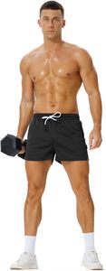 Shorts décontractés pour hommes en Spandex/Polyester, coupe ample, taille élastique avec cordon de serrage, écologiques, séchage rapide, respirants, doux et confortables - Product Image 4