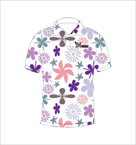 เสื้อโปโลสีม่วงลายดอกไม้แบบกำหนดเอง เสื้อโปโลสำหรับตีกอล์ฟแบบสกรีนลาย แขนสั้น เสื้อผ้ากีฬาทีมลำลอง - Product Image 6