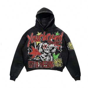 Sweat à capuche surdimensionné vintage avec logo personnalisé, effet délavé à l'acide, 100% coton, 420 g/m², en molleton bouclette, impression numérique graphique - Product Image 2