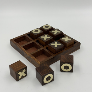 Handmade Wooden Tic Tac Toe Game | Indian Rosewood Noughts Crosses Board Game | Decorative Strategy Game Gift Set - Product Image 3
