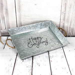 Elegante Bandeja de Servir Rústica Hecha a Mano de Metal Galvanizado con Asas Seguras, Acabado Pulido, Platos Personalizados - Product Image 3