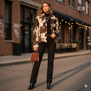 Veste en cuir de vachette pour femme – Veste en cuir véritable style western – Manteau de motard haut de gamme fait main – Vêtement d'extérieur de luxe pour l'hiver - Product Image 1