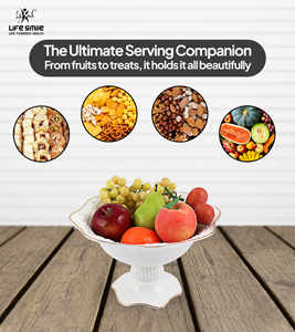 ชามผลไม้เนื้อกระเบื้องโบนไชน่าแบบใหม่ พร้อมขาตั้ง สีขาว ขอบทอง ดีไซน์หรูหราทันสมัย ปลอดสารพิษ - Product Image 4