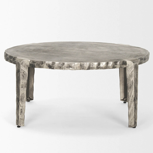 Industrial Luxury Round Shape Metal Living Room Center Sofa <b>Coffee</b> <b>Table</b> With <b>Silver</b> Nickle Distressed Finish Handcrafted <b>Table</b> - Product Image 1