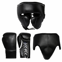 Ensemble d'équipement de boxe personnalisé multicolores, gants d'entraînement de Muay Thai et de kick-boxing, protège-tête, protège-glandes, cuir de vachette, imperméable