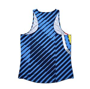 Men's O-Neck Sublimation Printed Tank <b>Top</b> Blue White Sporty Quick Dry Polyester <b>Mesh</b> Style - Product Image 3