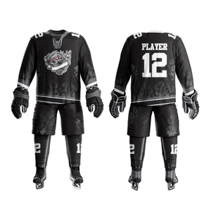 Ensemble d'uniformes de hockey sur glace sublimés avec maillot à manches longues et short assorti pour équipes 280g - Product Image 3
