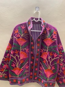 Handmade <b>Velvet</b> Suzani <b>Jacket</b> <b>Women</b> Ethnic Bohemian Embroidered Regular Winter Outerwear Stand Cotton Reversible Gift <b>for</b> Her - Product Image 3