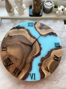 Horloge murale en bois et résine époxy de luxe, de bonne qualité, emballage standard, élégante décoration de salon, utilisation économique pour table ou mur - Product Image 5