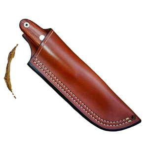 Étui de transport industriel en cuir marron pour couteau de chasse DIY, lame fixe en acier Damas, manche en bois, 10 pouces - Product Image 1