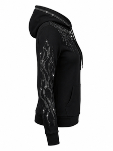 Women's Trendy <b>Rhinestone</b> Hoodie Sparkling Crystal Hooded Sweatshirt Long Sleeve Casual <b>Jacket</b> for Women <b>Rhinestone</b> Hoodie - Product Image 6