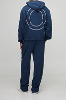 Sudadera con capucha de maternidad de felpa con corte extragrande y holgado, cintura elástica, bordado BM y estampado, lavado ácido, y conjunto de chándal jogger de corte holgado, moderno.