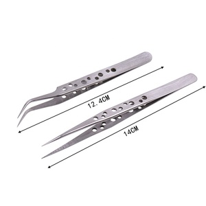 Pince en acier inoxydable de précision pointe droite incurvée pince à épiler électronique industrielle outils de réparation de téléphone pratiques pince à épiler à sourcils - Product Image 3