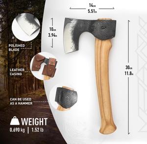STEEL CRAFT INTERNATIONAL Hache-marteau professionnelle en acier à haute teneur en carbone forgé à la main, 11,8 pouces, manche en bois de frêne pleine tige, pour bushcraft et bricolage - Product Image 2