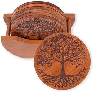 Durable Wooden Glass Coaster Collection Suitable For Daily Household Entertainment And Hospitality Applications - Product Image 1