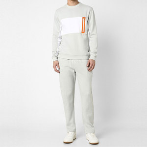 Ensemble de survêtement gris clair pour homme, coupe décontractée, col rond, en coton, avec poches latérales, idéal pour l'automne - Product Image 1