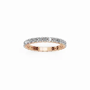 แหวนเพชรทรงกลม Eternity Band เพชรเลี้ยงในห้องปฏิบัติการ 28 เม็ด ทองคำโรสโกลด์ 10/14/18 กะรัต รับรองโดย IGI ความใส VVS หรูหราสำหรับผู้หญิง - Product Image 1