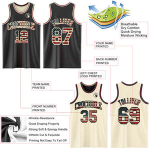 Ensemble de maillots de basket-ball réversibles personnalisés, drapeau américain sublimé, uniformes d'entraînement d'équipe, uniformes en maille respirante de haute qualité, OEM - Product Image 3