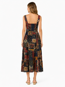 Vestido Casual Maxi Estampado Tejido con Cuello Solapa y Cintura Natural para Mujer, Ideal para Fiestas y Bodas - Product Image 3