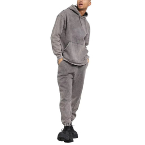 Conjuntos Deportivos de Algodón con Lavado Ácido para Hombre, Venta al Por Mayor, Conjuntos de Jogging Térmicos Personalizados, Conjuntos Deportivos de Jeans a la Moda - Product Image 1