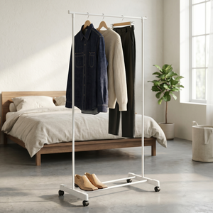 Perchero metálico de diseño minimalista, portátil y independiente para dormitorio, sala de estar y muebles para el hogar. - Product Image 1