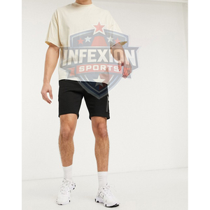 Pantalones Cortos Bermuda de Algodón Negro para Hombre, Cintura Media, Elásticos, Casuales, de Color Sólido, Transpirables, Estilo Tejido - Product Image 3