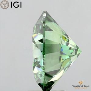 เพชรทรงกลมขนาด 9.18 มม. น้ำหนัก 3.00 กะรัต ผลิตด้วยวิธี CVD พร้อมใบรับรอง IGI สำหรับแหวนสั่งทำ สีเขียวสดใส ระดับความสะอาด VS2 - Product Image 4