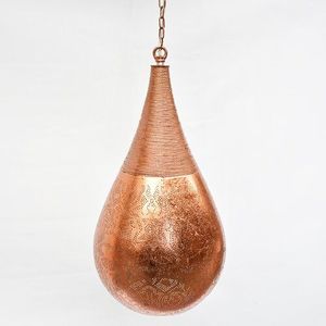 Luminaire suspendu en laiton perforé de style marocain, en forme de larme, fait à la main, lampe de plafond décorative, suspension en métal - Product Image 1