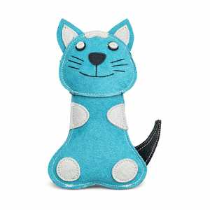 Jouet à mâcher en forme de chat bleu mignon pour chats, jouet d'intérieur en textile durable pour animaux de compagnie, design de dessin animé, petite taille - Product Image 3