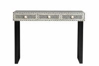 Table console moderne éco-responsable avec incrustations en os et design géométrique – Mobilier de salon haut de gamme pour maisons contemporaines