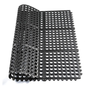Tapete de Goma Antideslizante y Anti Fatiga para Restaurante, Negro, 3x3 pies, Encastrable - Product Image 1