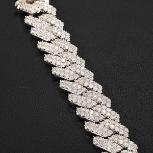 Pulsera de Cadena de Diamantes con Baño de Rodio en Plata 925 para Hombre, Corte Brillante Redondo, Micro Pavé, Geométrica, de Lujo, para Uso Diario - Product Image 4