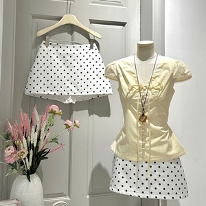 Conjunto de Dos Piezas para Mujer, Blusa Amarilla con Mangas Abullonadas y Minifalda de Puntos, Estilo Coreano de Verano - Product Image 2