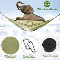 Hamac portable en nylon pour 2 personnes avec moustiquaire, capacité de charge de 600 lb, pour la randonnée en plein air, le camping, avec sangles et crochets