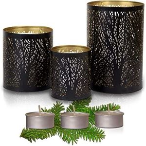 Portavelas decorativos de metal que realzan los interiores con un brillo discreto, proporciones equilibradas y calidez. - Product Image 1