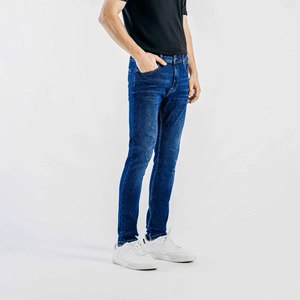 Jeans en denim classiques slim fit de haute qualité, coupe slim droite, décontractés, extensibles, pour hommes - Product Image 4