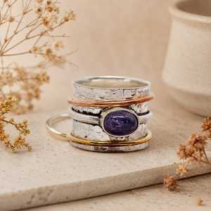 925 Sterling <b>Silver</b> Floral <b>Ring</b>, Handmade Flower Band <b>Ring</b>, Nature Inspired <b>Silver</b> Jewelry, Boho Floral <b>Statement</b> <b>Ring</b>, Gift for - Product Image 3