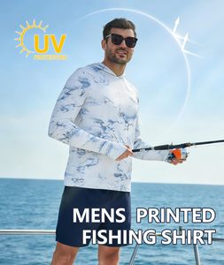 Vêtements de pêche pour hommes, chemises de pêche à capuche avec masque, protection solaire UPF 50+, 100% polyester, légères, protection solaire - Product Image 5