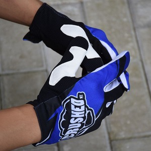 Gants de course intégraux unisexes bleus, noirs et blancs à impression par sublimation, respirants, antidérapants, avec fermeture auto-agrippante pour motocross et activités de plein air - Product Image 3