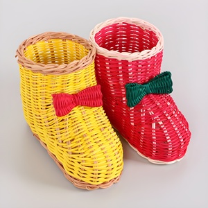 Adorable chaussette de Noël en rotin, accessoires de Noël naturels de la meilleure qualité, décorations, bottes du Père Noël - Product Image 5
