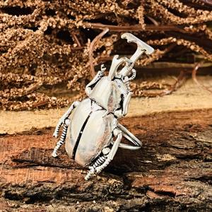Anillo gótico Beetle de plata de ley 925, anillo punk con diseño de animal para mujer - Product Image 5