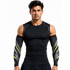 Mangas de compresión para hombre, personalizadas, deportivas, atléticas, para correr, ciclismo, fitness, entrenamiento, transpirables, elásticas, de soporte y protección. - Product Image 3
