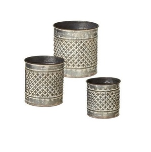 Juego de tres macetas vintage galvanizadas de metal, hierro, tamaño, forma y color personalizados, de alta demanda, para uso en jardinería. - Product Image 5