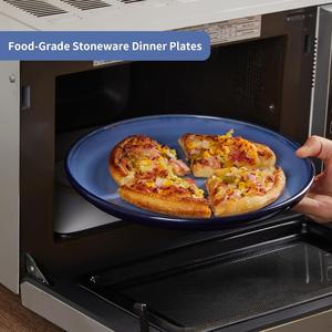 Assiette à dîner en céramique bleu profond, finition brillante, forme ronde moderne, résistante aux éclats, empilable, pour les tables contemporaines - Product Image 4