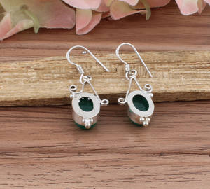 ต่างหูพลอยสีเขียวธรรมชาติ 925 เงินสเตอร์ลิงหรูหราต่างหูหยดน้ำผู้หญิงของขวัญวันครบรอบแต่งงาน - Product Image 3